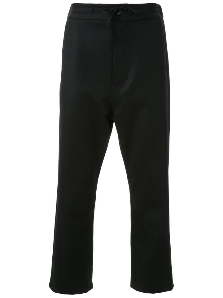 Fad Three Cropped Drawstring Trousers, Men's, Size: Medium, Black, Nylon/polyester/polyurethane/wool