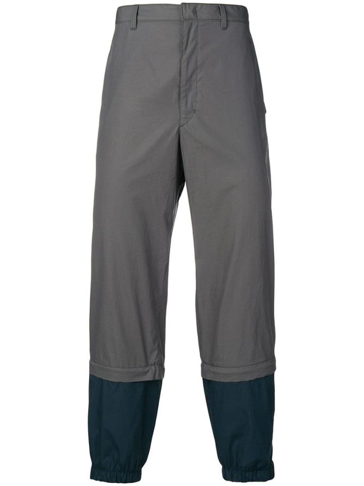 Prada Paneled Drawstring Trousers - Grey