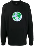Stussy Planet Print Crew Neck Sweatshirt - Black