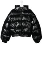 Chiara Ferragni Kids Embroidered Logo Padded Coat - Black