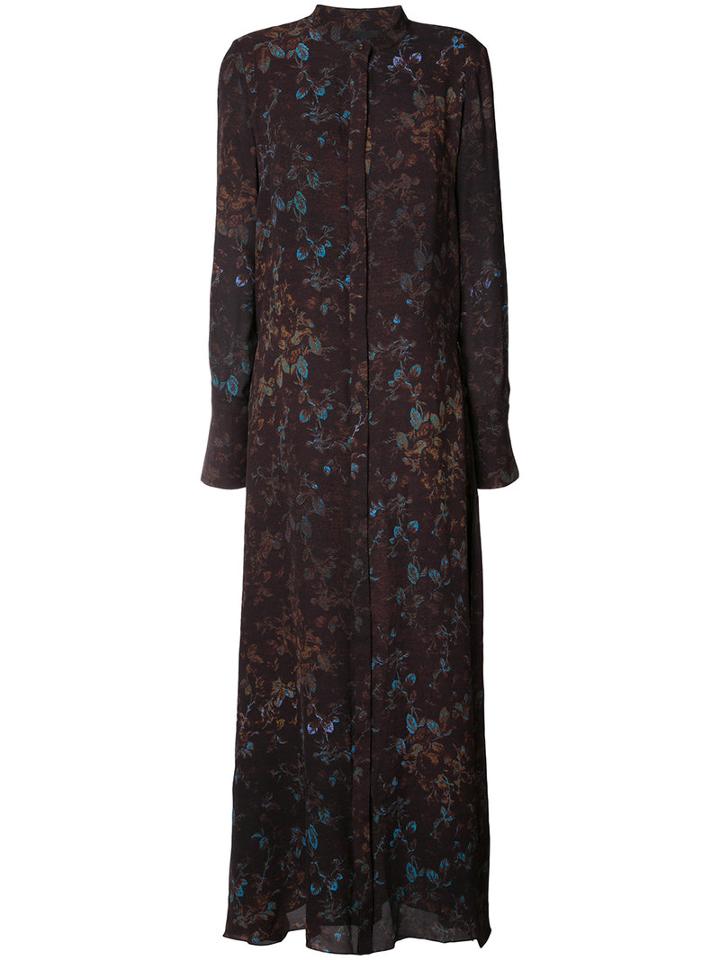 Josh Goot Floral Print Dress, Women's, Size: Medium, Brown, Silk