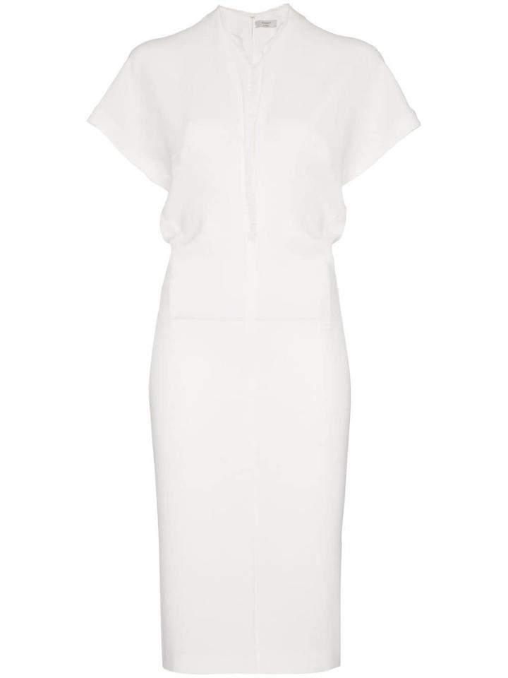 Poiret V-neck Fitted Dress - White