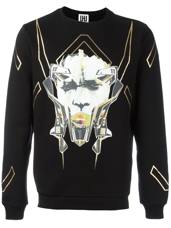 Les Hommes Urban All Over Print Sweatshirt, Men's, Size: Large, Black, Cotton