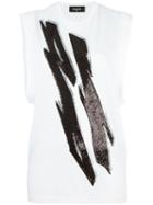 Dsquared2 Tiger Flash Sequinned Tank Top, Women's, Size: Xxs, White, Cotton/polyester