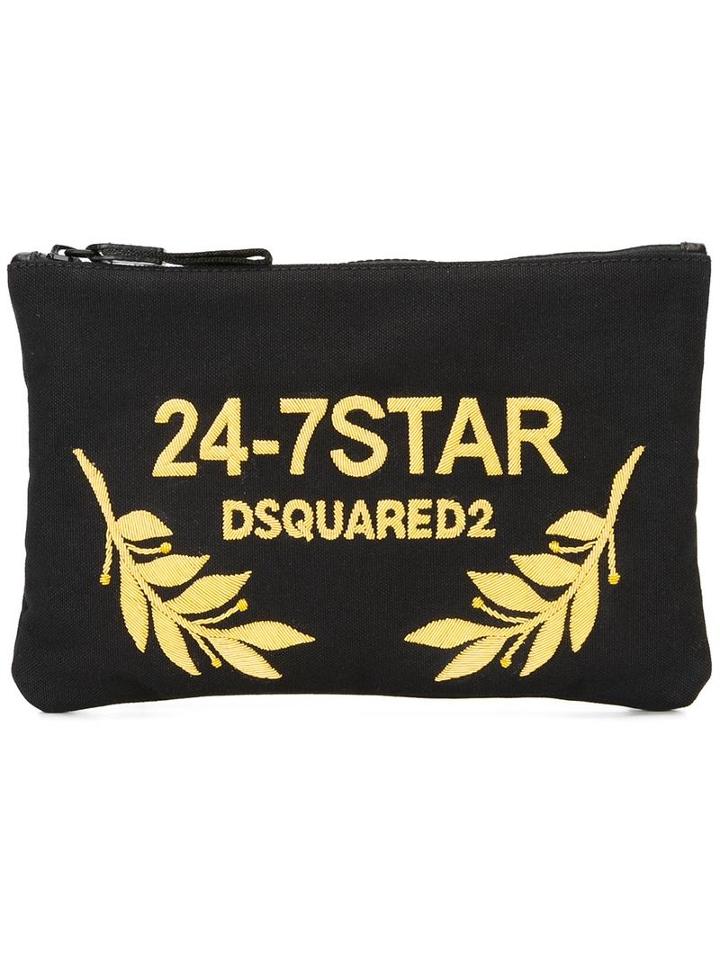 Dsquared2 24-7 Star Clutch Bag, Women's, Black, Copper/cotton