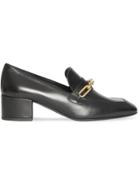 Burberry Link Detail Leather Block-heel Loafers - Black