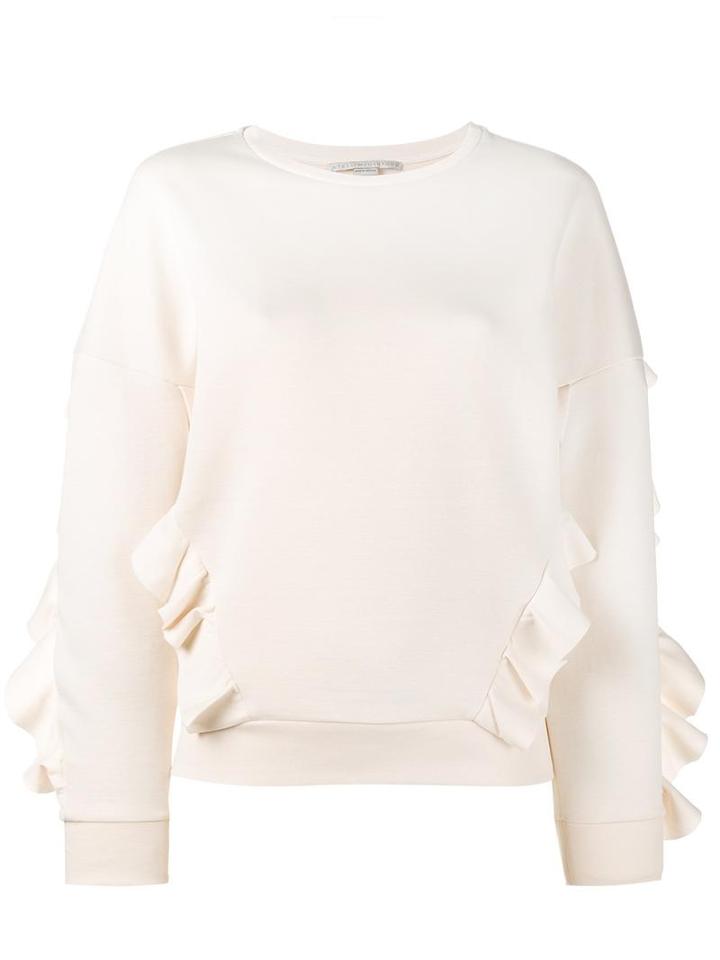 Stella Mccartney - Ruffle Trimmed Sweatshirt - Women - Cotton/polyamide - 42, Nude/neutrals, Cotton/polyamide