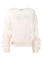 Stella Mccartney - Ruffle Trimmed Sweatshirt - Women - Cotton/polyamide - 42, Nude/neutrals, Cotton/polyamide