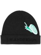 J.w. Anderson Snail Patch Ribbed Logo Beanie