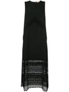No21 Sleeveless Lace Panel Dress, Women's, Size: 42, Black, Silk/polyester/acetate/silk