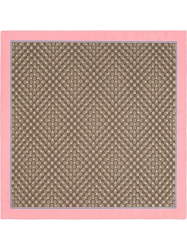 Gucci Gg Bees Silk Scarf - Neutrals