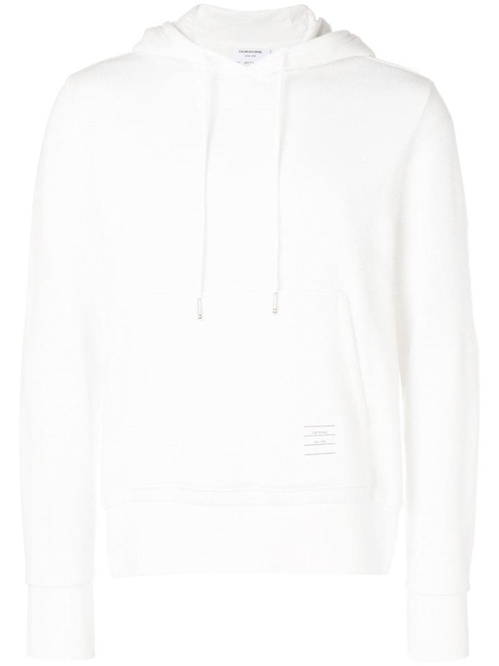 Thom Browne 4-bar Honeycomb Piqué Hoodie - White