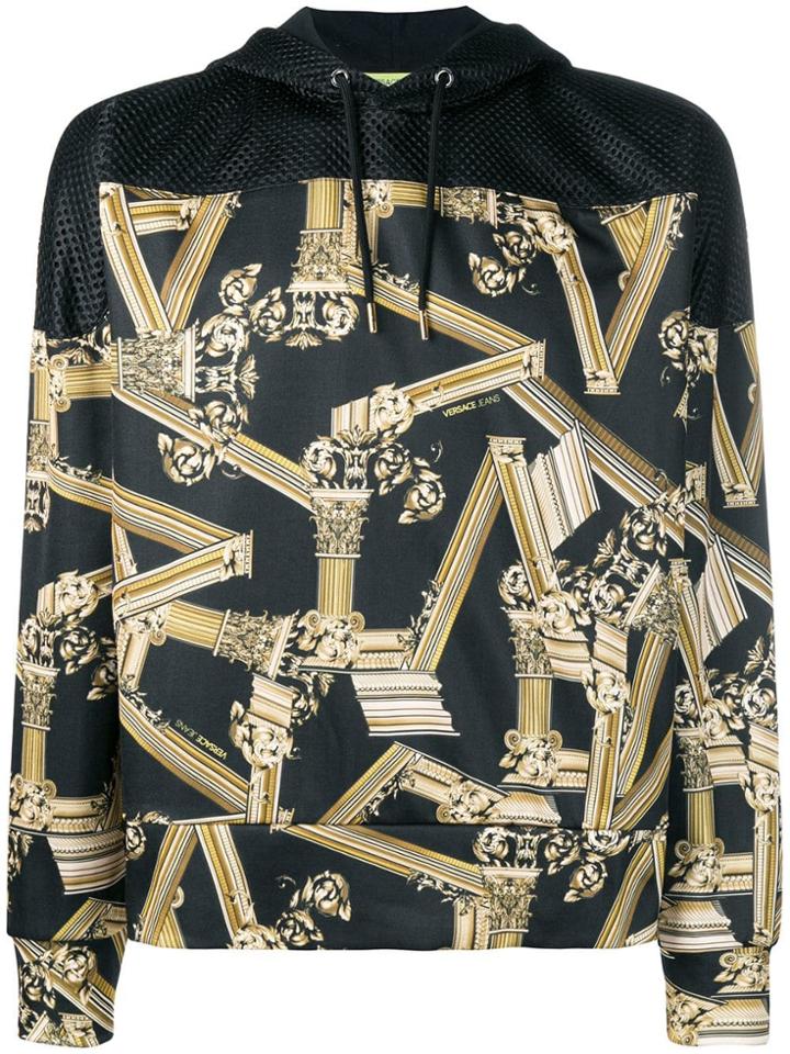 Versace Jeans Signature Print Hoodie - Black