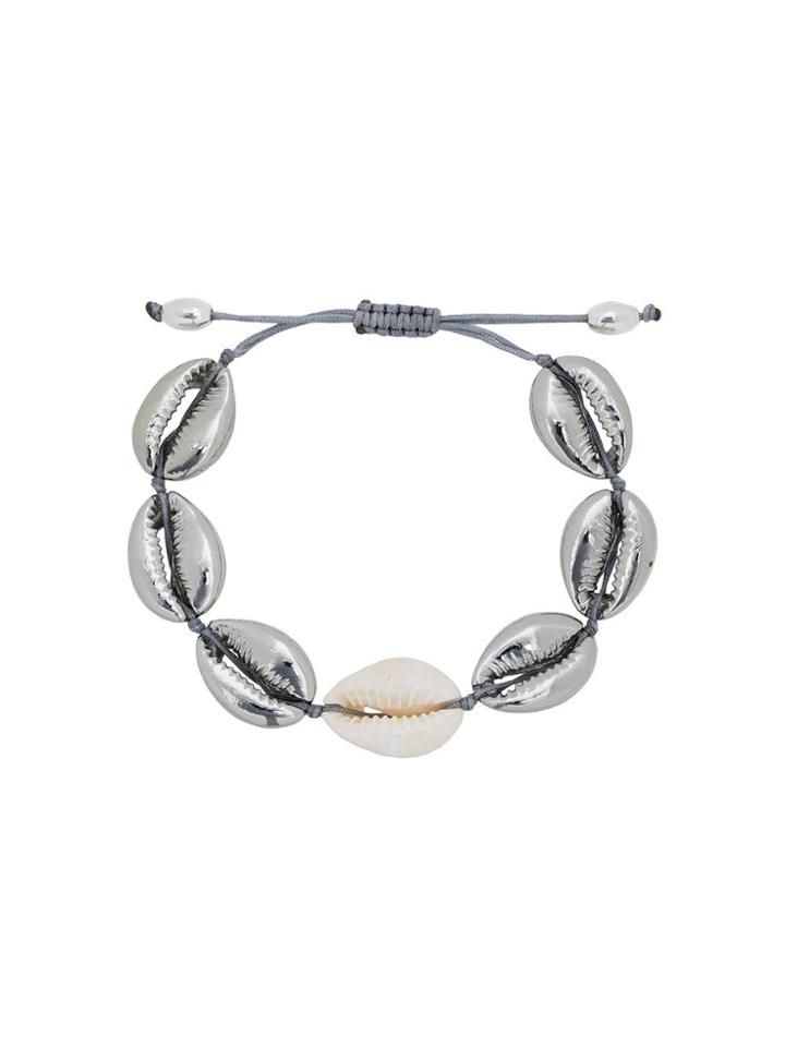 Tohum Cream And Metallic Silver Puka Shell Large Bracelet