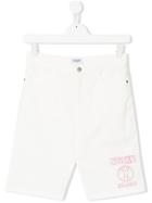 Moschino Kids Teen Logo Print Shorts - White
