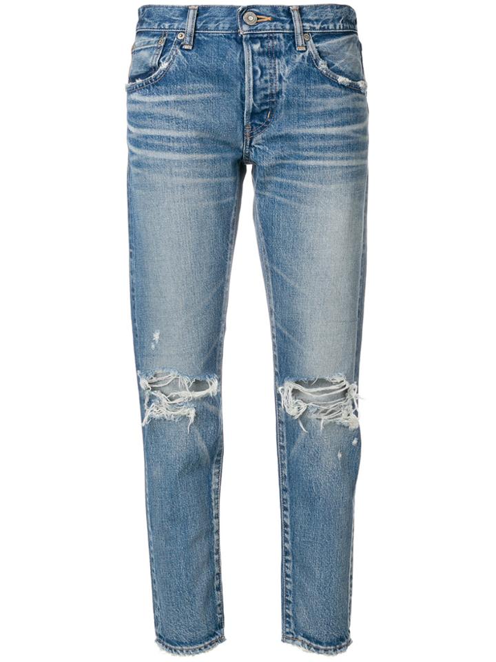 Moussy Vintage Distressed Skinny Jeans - Blue