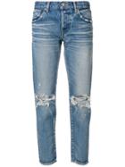 Moussy Vintage Distressed Skinny Jeans - Blue