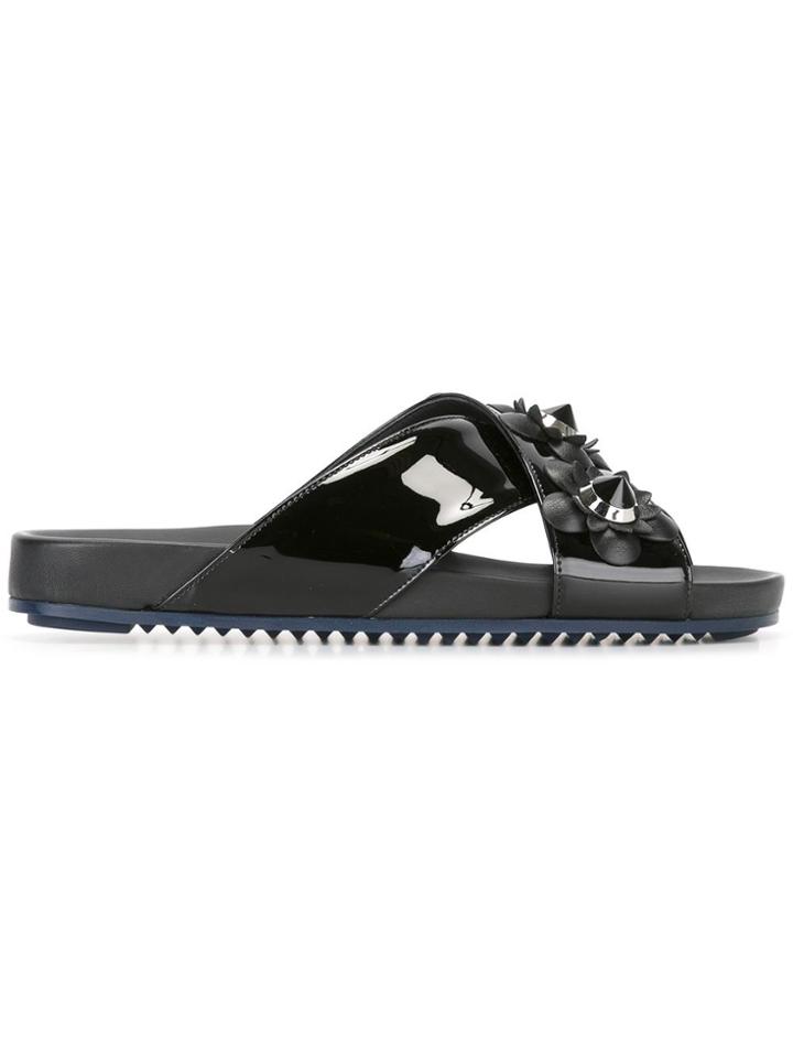Fendi Floral Applique Sandals - Black