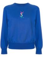 Yves Saint Laurent Vintage Embroidered Logo Sweatshirt - Blue