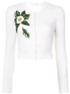Oscar De La Renta Embroidered Floral Cardigan - White