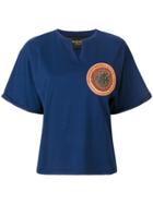 Mr & Mrs Italy Neck Slit Patched T-shirt - Blue