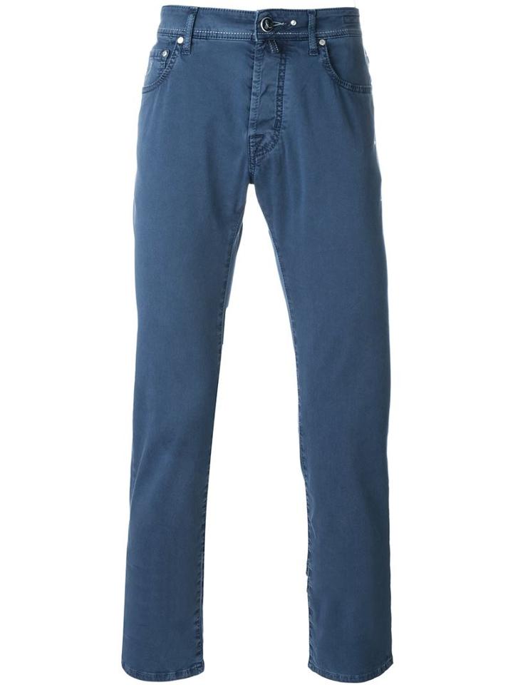 Jacob Cohen Slim Fit Trousers, Men's, Size: 40, Blue, Cotton/spandex/elastane