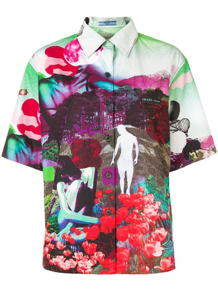 Prada Short-sleeve Printed Shirt - Black