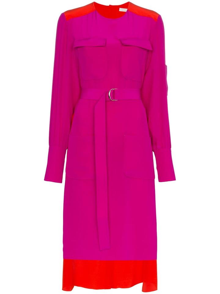 Chloé Two Tone D Ring Silk Dress - Red