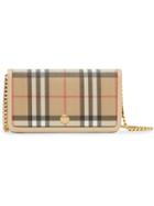 Burberry Vintage Check E-canvas Phone Wallet With Strap - Neutrals
