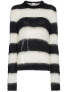 Saint Laurent Striped Mohair-blend Sweater - Black