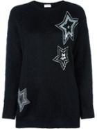 Saint Laurent Star Embellished Knit Jumper, Women's, Size: Medium, Black, Nylon/polyamide/mohair/wool