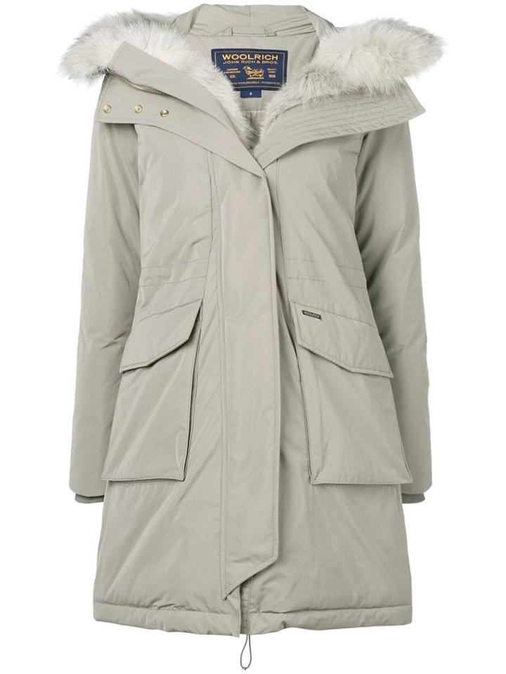 Woolrich Feather Down Hooded Coat - Grey