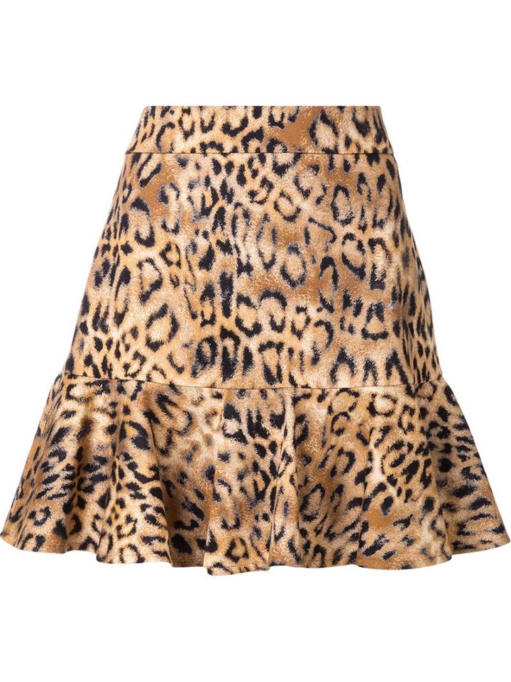 Dresscamp Animal Print Peplum Skirt, Women's, Size: 38, Brown, Cotton
