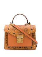 Mcm Patricia Small Studded Satchel - Brown
