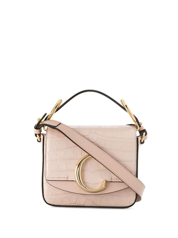 Chloé Mini C Crocodile Embossed Crossbody Bag - Pink