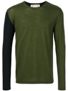 Marni - Two Tone Crew Neck Sweater - Men - Wool - 48, Green, Wool