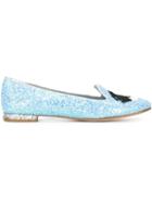 Chiara Ferragni Flirting Glitter Slippers, Women's, Size: 39, Blue, Leather/pvc
