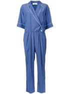 Muveil Three-quarters Sleeve Jumpsuit, Women's, Size: 36, Blue, Cotton/cupro