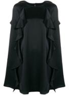 Valentino Frilled Cape Dress - Black