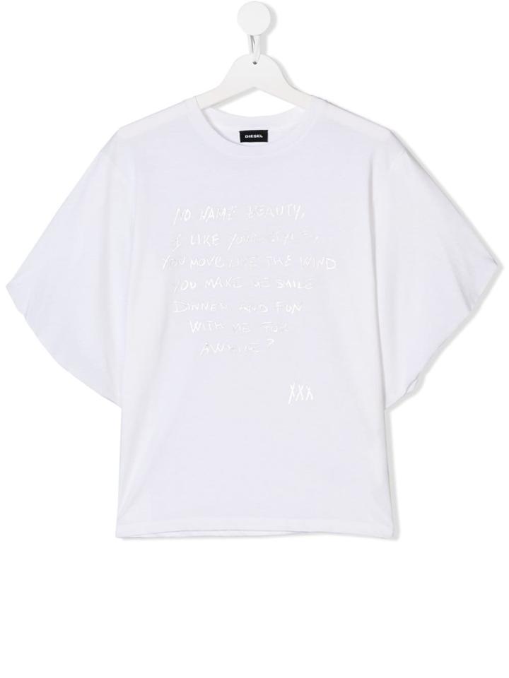 Diesel Kids Teen Batwing-sleeve T-shirt - White