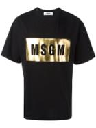 Msgm Metallic Logo T-shirt, Men's, Size: Medium, Black, Cotton