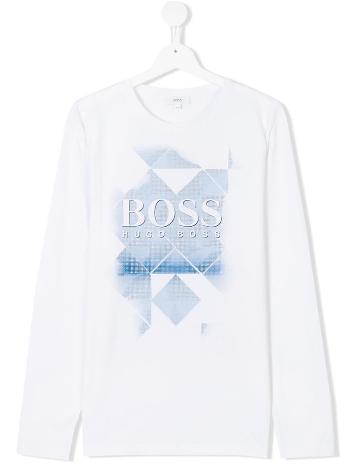 Boss Kids Teen Logo Print T-shirt - White