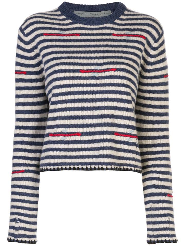 Raquel Allegra Striped Crew Neck Jumper - Blue