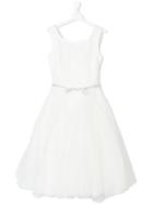Monnalisa Flared Glitter Party Dress - White