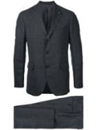 Lardini Checked Blazer, Men's, Size: 46, Grey, Wool