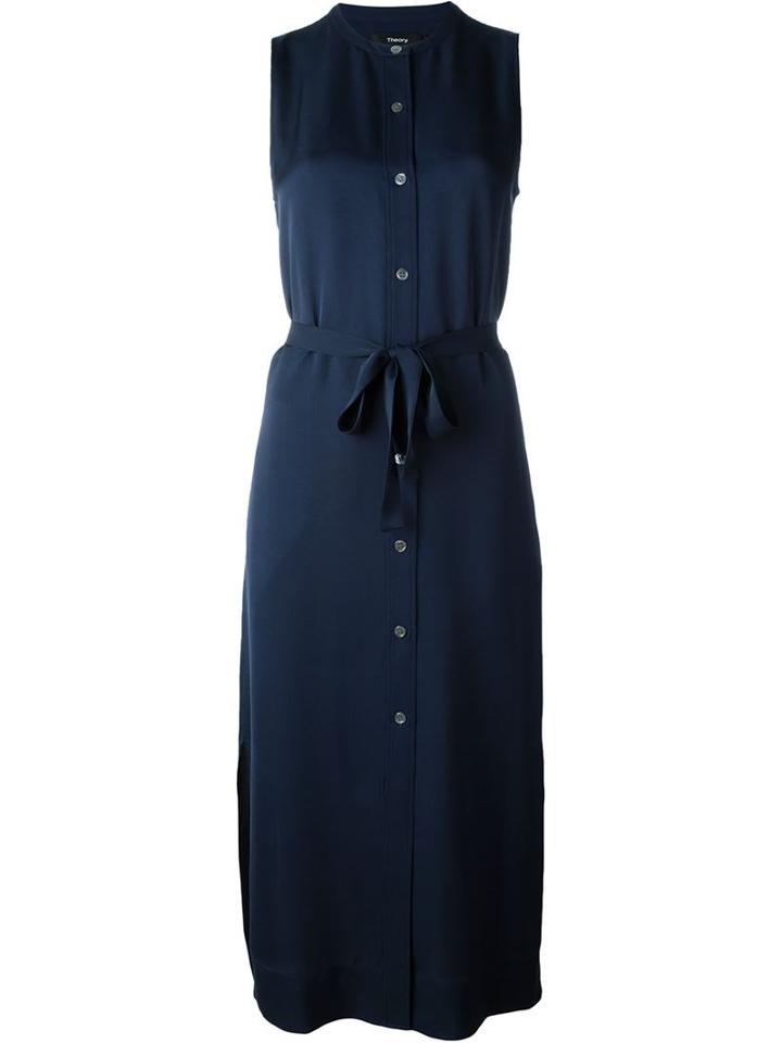 Theory 'centha' Button Down Tie Waist Shirt Dress