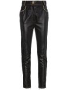 Versace Slim-fit Leather Trousers - Black