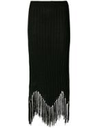 Moschino Fringed Rib Knit Midi Skirt - Black