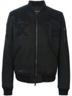 Letasca Cross Detail Bomber Jacket, Men's, Size: Large, Black, Polyester/spandex/elastane