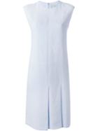 Nina Ricci Pleated Detail Dress, Women's, Size: 42, Blue, Silk/linen/flax
